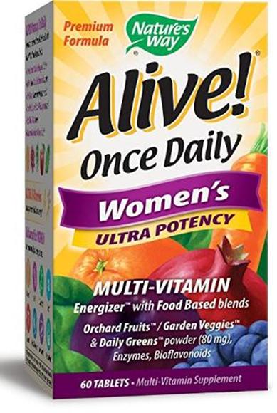 Nature's Way Alive! Once Daily Women's Multivitamin, Ultra Potency, Food-Based Blends (240mg per serving), 60 Tablets