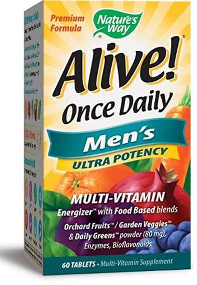 Nature's Way Alive! Once Daily Men's Multivitamin, Ultra Potency, Food-Based Blends (291mg per serving), 60 Tablets