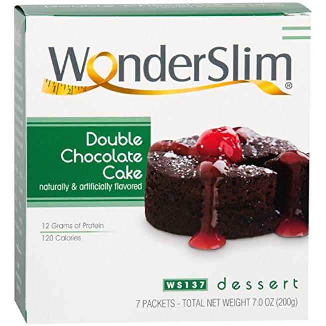 WonderSlim Low-Carb High Protein Dessert/Double Chocolate Cake Mix (7 Servings/Box) - Low Carb, Trans Fat Free